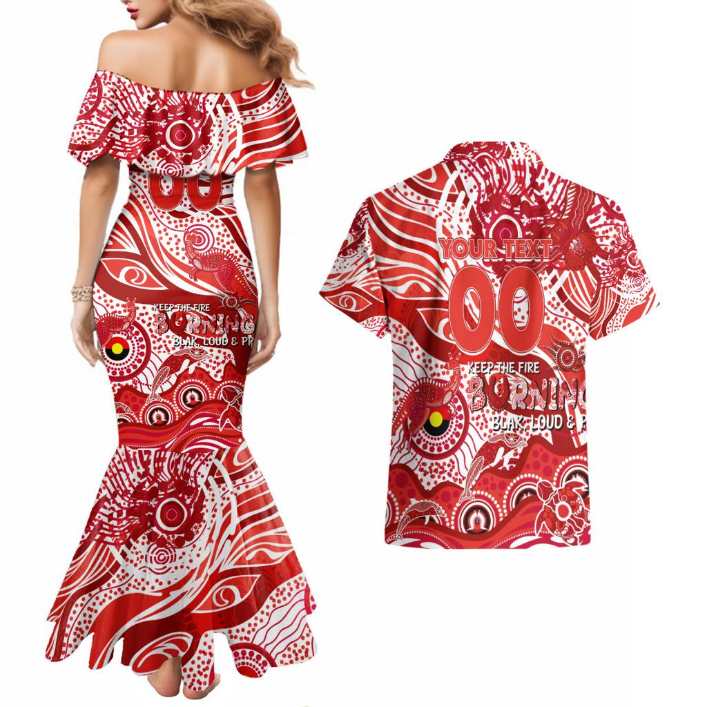 Custom NAIDOC Week 2024 Swans Couples Matching Mermaid Dress and Hawaiian Shirt Aboriginal Animals Keep The Fire Burning