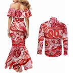 Custom NAIDOC Week 2024 Swans Couples Matching Mermaid Dress and Long Sleeve Button Shirt Aboriginal Animals Keep The Fire Burning