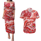 Custom NAIDOC Week 2024 Swans Couples Matching Puletasi and Hawaiian Shirt Aboriginal Animals Keep The Fire Burning