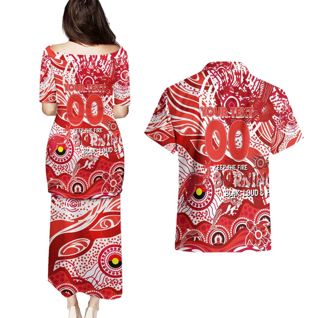 Custom NAIDOC Week 2024 Swans Couples Matching Puletasi and Hawaiian Shirt Aboriginal Animals Keep The Fire Burning