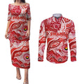 Custom NAIDOC Week 2024 Swans Couples Matching Puletasi and Long Sleeve Button Shirt Aboriginal Animals Keep The Fire Burning