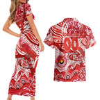 Custom NAIDOC Week 2024 Swans Couples Matching Short Sleeve Bodycon Dress and Hawaiian Shirt Aboriginal Animals Keep The Fire Burning