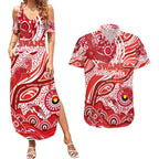 Custom NAIDOC Week 2024 Swans Couples Matching Summer Maxi Dress and Hawaiian Shirt Aboriginal Animals Keep The Fire Burning