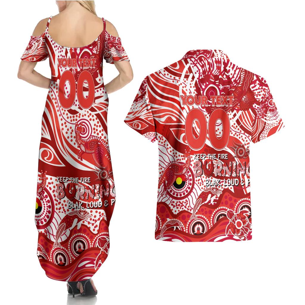Custom NAIDOC Week 2024 Swans Couples Matching Summer Maxi Dress and Hawaiian Shirt Aboriginal Animals Keep The Fire Burning