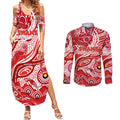 Custom NAIDOC Week 2024 Swans Couples Matching Summer Maxi Dress and Long Sleeve Button Shirt Aboriginal Animals Keep The Fire Burning