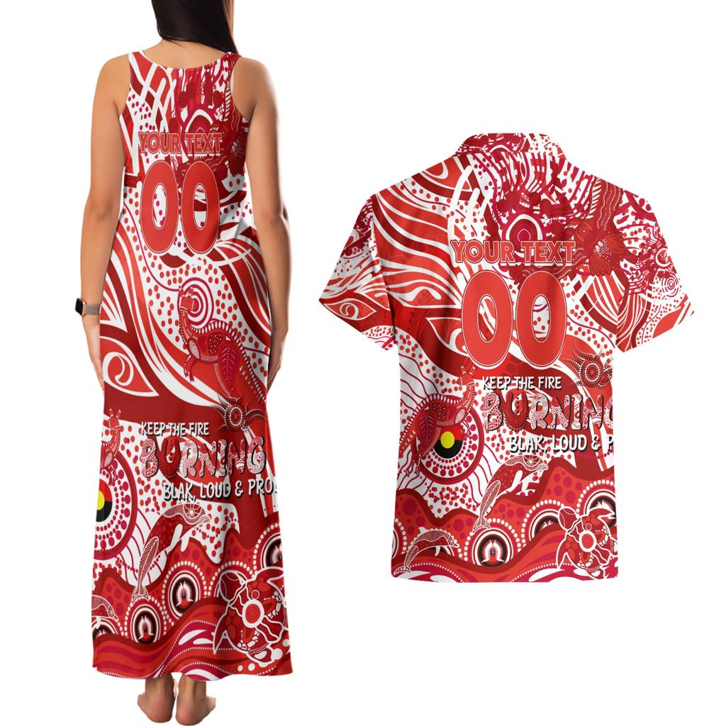 Custom NAIDOC Week 2024 Swans Couples Matching Tank Maxi Dress and Hawaiian Shirt Aboriginal Animals Keep The Fire Burning