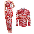Custom NAIDOC Week 2024 Swans Couples Matching Tank Maxi Dress and Long Sleeve Button Shirt Aboriginal Animals Keep The Fire Burning