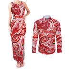 Custom NAIDOC Week 2024 Swans Couples Matching Tank Maxi Dress and Long Sleeve Button Shirt Aboriginal Animals Keep The Fire Burning