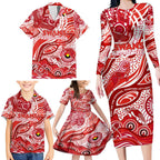 Custom NAIDOC Week 2024 Swans Family Matching Long Sleeve Bodycon Dress and Hawaiian Shirt Aboriginal Animals Keep The Fire Burning