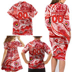 Custom NAIDOC Week 2024 Swans Family Matching Long Sleeve Bodycon Dress and Hawaiian Shirt Aboriginal Animals Keep The Fire Burning