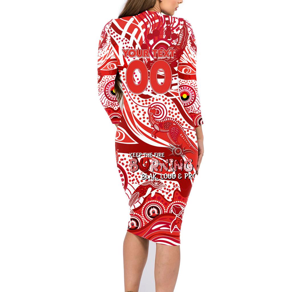 Custom NAIDOC Week 2024 Swans Family Matching Long Sleeve Bodycon Dress and Hawaiian Shirt Aboriginal Animals Keep The Fire Burning