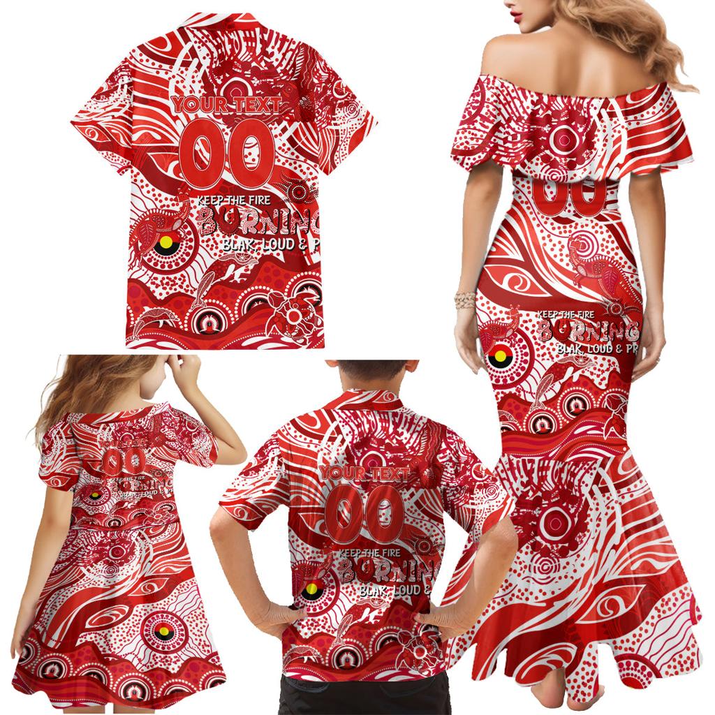 Custom NAIDOC Week 2024 Swans Family Matching Mermaid Dress and Hawaiian Shirt Aboriginal Animals Keep The Fire Burning
