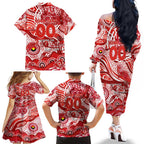 Custom NAIDOC Week 2024 Swans Family Matching Off The Shoulder Long Sleeve Dress and Hawaiian Shirt Aboriginal Animals Keep The Fire Burning