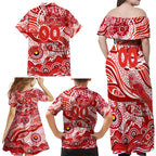 Custom NAIDOC Week 2024 Swans Family Matching Off Shoulder Maxi Dress and Hawaiian Shirt Aboriginal Animals Keep The Fire Burning