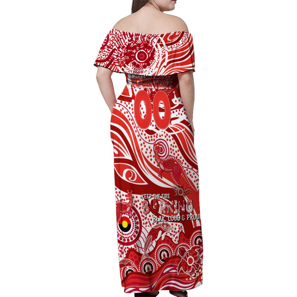 Custom NAIDOC Week 2024 Swans Family Matching Off Shoulder Maxi Dress and Hawaiian Shirt Aboriginal Animals Keep The Fire Burning