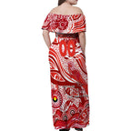 Custom NAIDOC Week 2024 Swans Family Matching Off Shoulder Maxi Dress and Hawaiian Shirt Aboriginal Animals Keep The Fire Burning