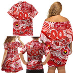 Custom NAIDOC Week 2024 Swans Family Matching Off Shoulder Short Dress and Hawaiian Shirt Aboriginal Animals Keep The Fire Burning