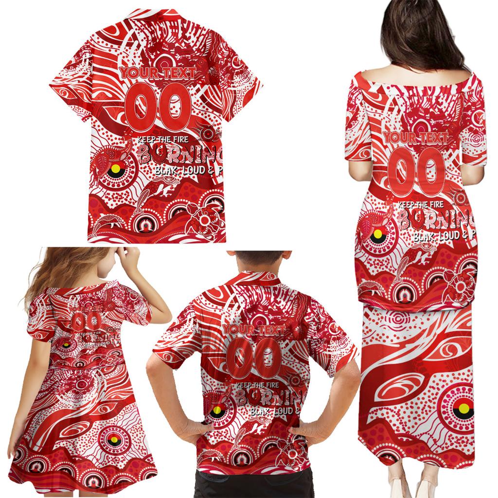 Custom NAIDOC Week 2024 Swans Family Matching Puletasi and Hawaiian Shirt Aboriginal Animals Keep The Fire Burning