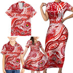 Custom NAIDOC Week 2024 Swans Family Matching Short Sleeve Bodycon Dress and Hawaiian Shirt Aboriginal Animals Keep The Fire Burning