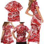 Custom NAIDOC Week 2024 Swans Family Matching Short Sleeve Bodycon Dress and Hawaiian Shirt Aboriginal Animals Keep The Fire Burning