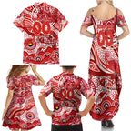 Custom NAIDOC Week 2024 Swans Family Matching Summer Maxi Dress and Hawaiian Shirt Aboriginal Animals Keep The Fire Burning