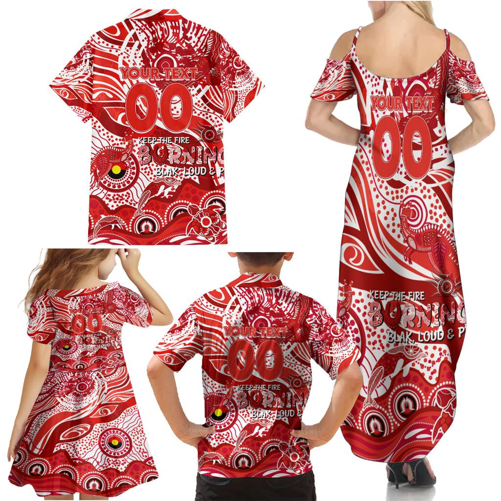 Custom NAIDOC Week 2024 Swans Family Matching Summer Maxi Dress and Hawaiian Shirt Aboriginal Animals Keep The Fire Burning
