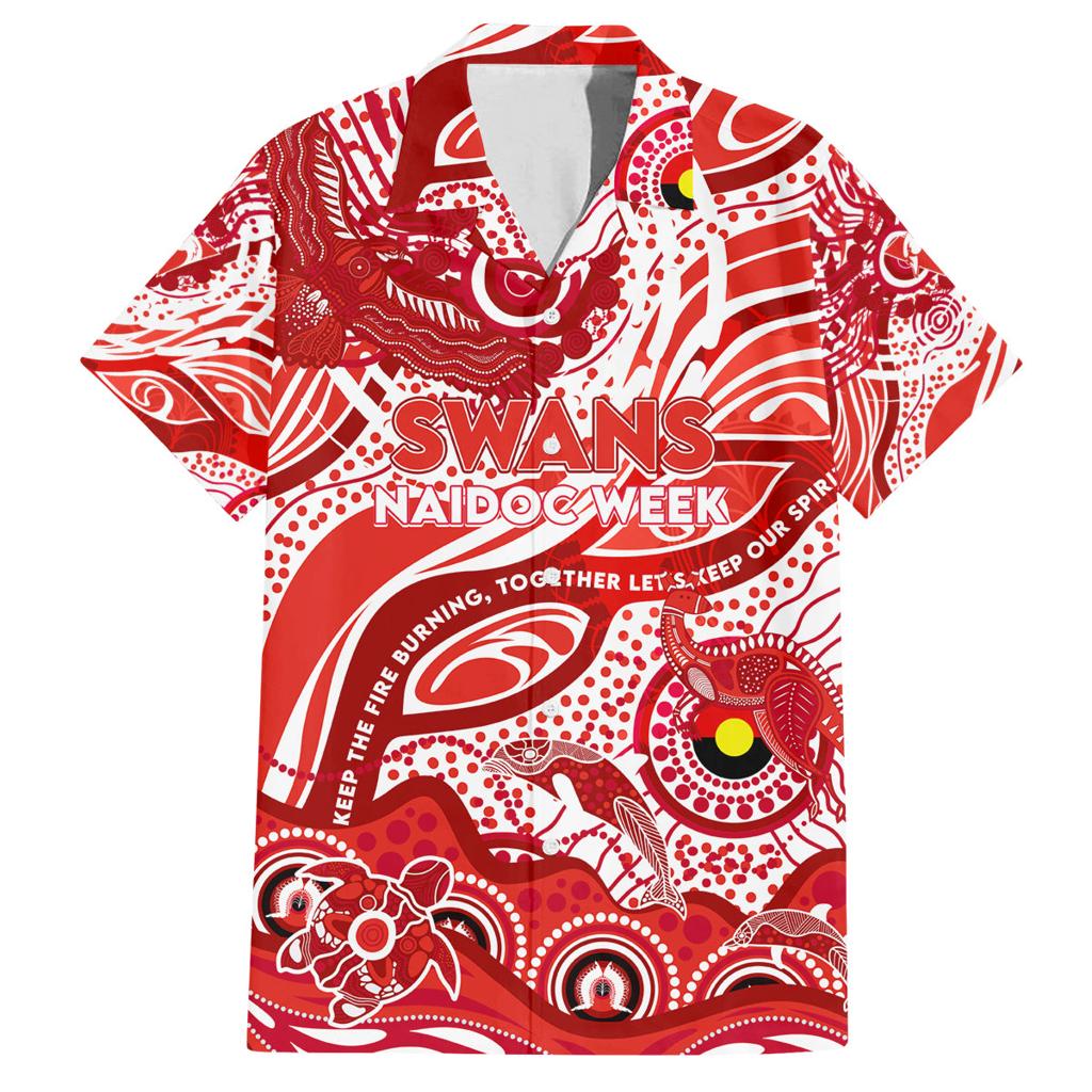 Custom NAIDOC Week 2024 Swans Family Matching Summer Maxi Dress and Hawaiian Shirt Aboriginal Animals Keep The Fire Burning
