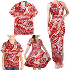 Custom NAIDOC Week 2024 Swans Family Matching Tank Maxi Dress and Hawaiian Shirt Aboriginal Animals Keep The Fire Burning