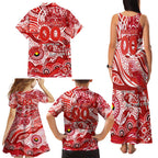 Custom NAIDOC Week 2024 Swans Family Matching Tank Maxi Dress and Hawaiian Shirt Aboriginal Animals Keep The Fire Burning