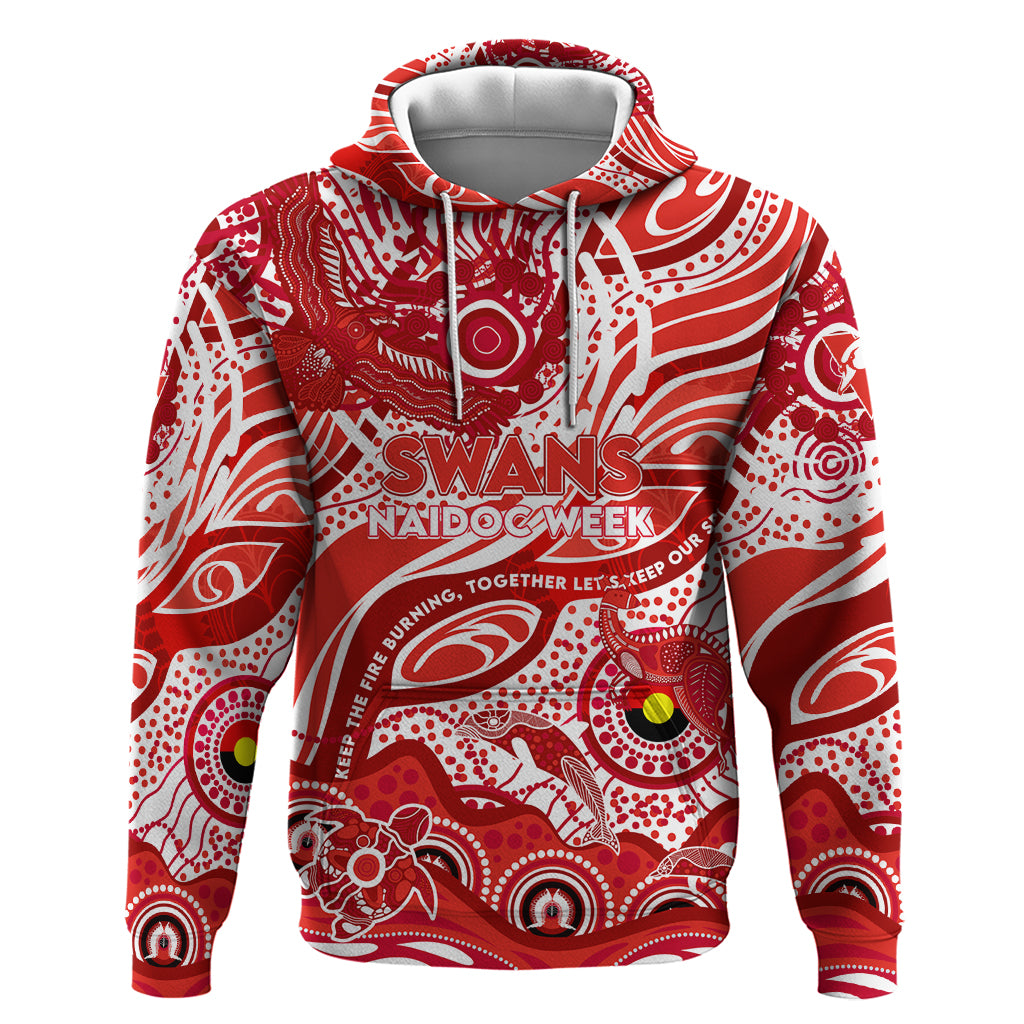 Custom NAIDOC Week 2024 Swans Hoodie Aboriginal Animals Keep The Fire Burning