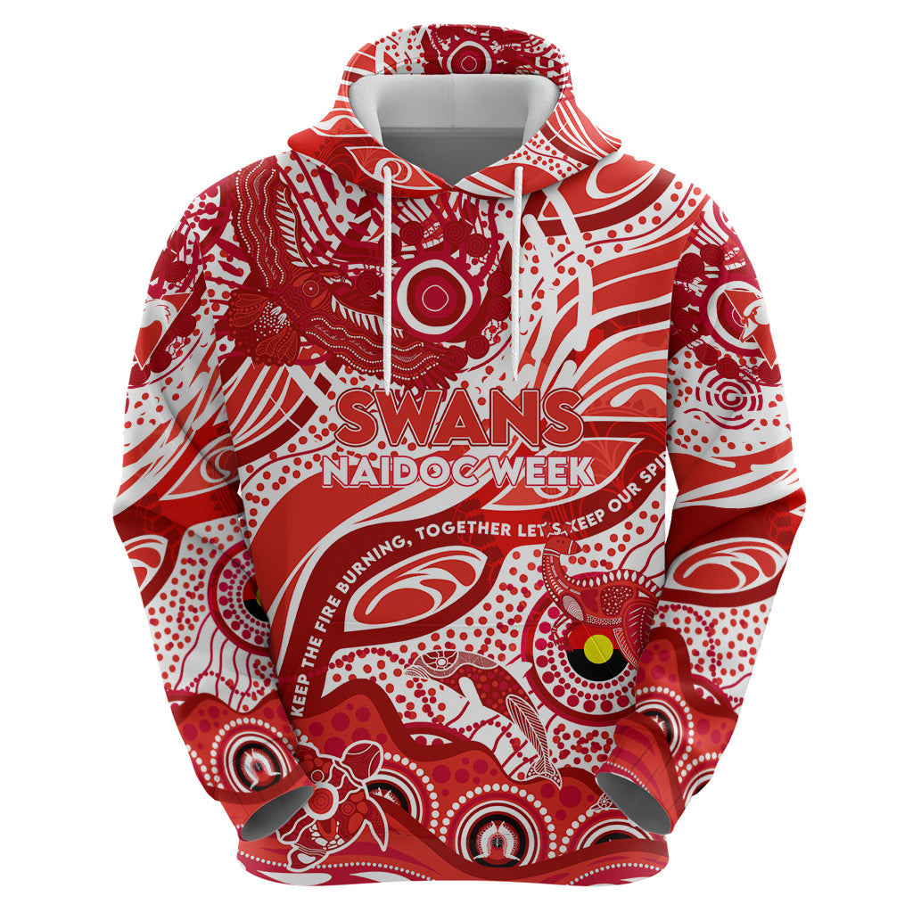 Custom NAIDOC Week 2024 Swans Hoodie Aboriginal Animals Keep The Fire Burning