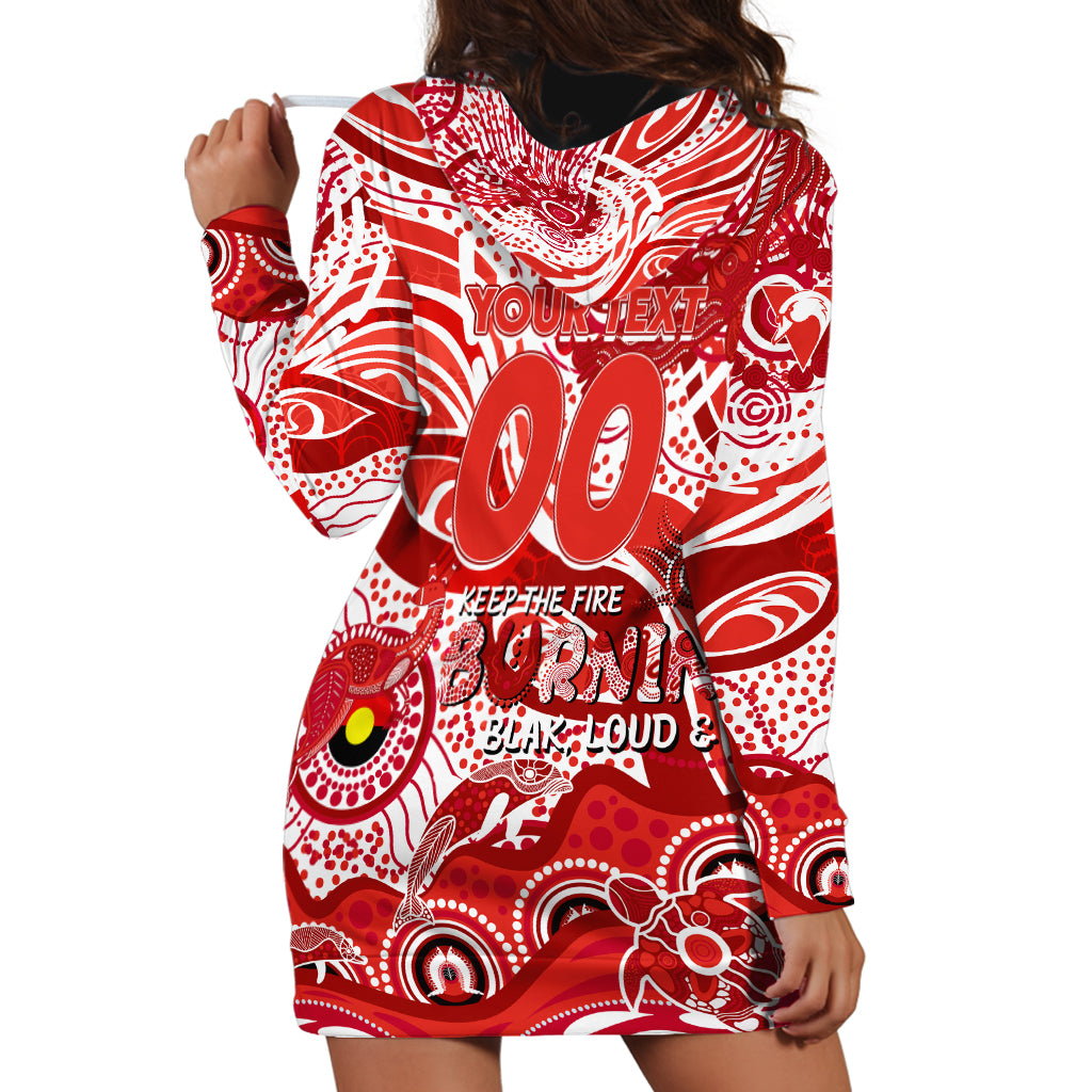 Custom NAIDOC Week 2024 Swans Hoodie Dress Aboriginal Animals Keep The Fire Burning