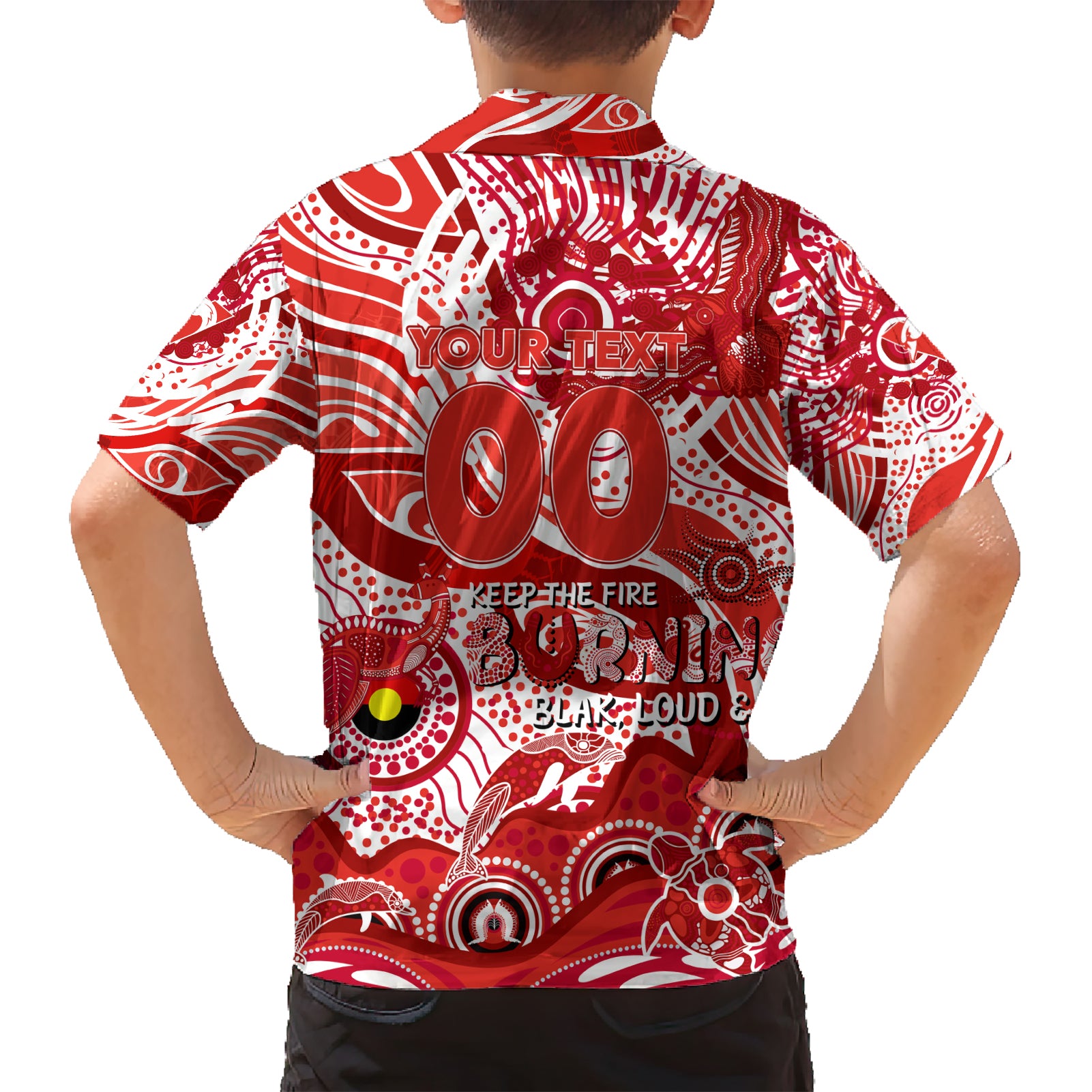 Custom NAIDOC Week 2024 Swans Kid Hawaiian Shirt Aboriginal Animals Keep The Fire Burning
