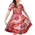 Custom NAIDOC Week 2024 Swans Kid Short Sleeve Dress Aboriginal Animals Keep The Fire Burning