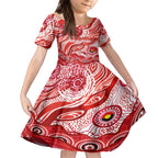Custom NAIDOC Week 2024 Swans Kid Short Sleeve Dress Aboriginal Animals Keep The Fire Burning
