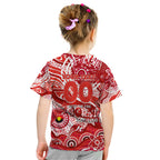 Custom NAIDOC Week 2024 Swans Kid T Shirt Aboriginal Animals Keep The Fire Burning