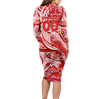 Custom NAIDOC Week 2024 Swans Long Sleeve Bodycon Dress Aboriginal Animals Keep The Fire Burning