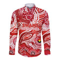Custom NAIDOC Week 2024 Swans Long Sleeve Button Shirt Aboriginal Animals Keep The Fire Burning