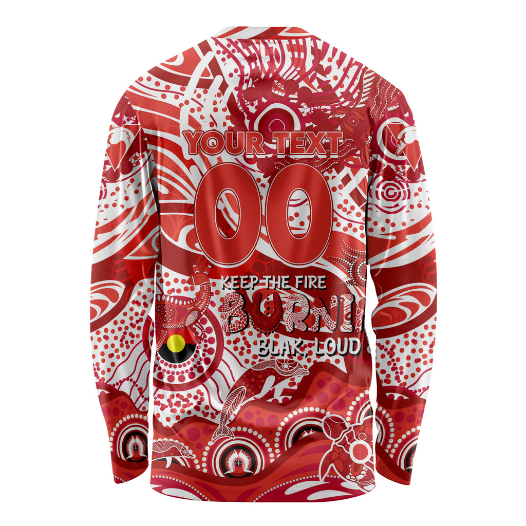 Custom NAIDOC Week 2024 Swans Long Sleeve Shirt Aboriginal Animals Keep The Fire Burning