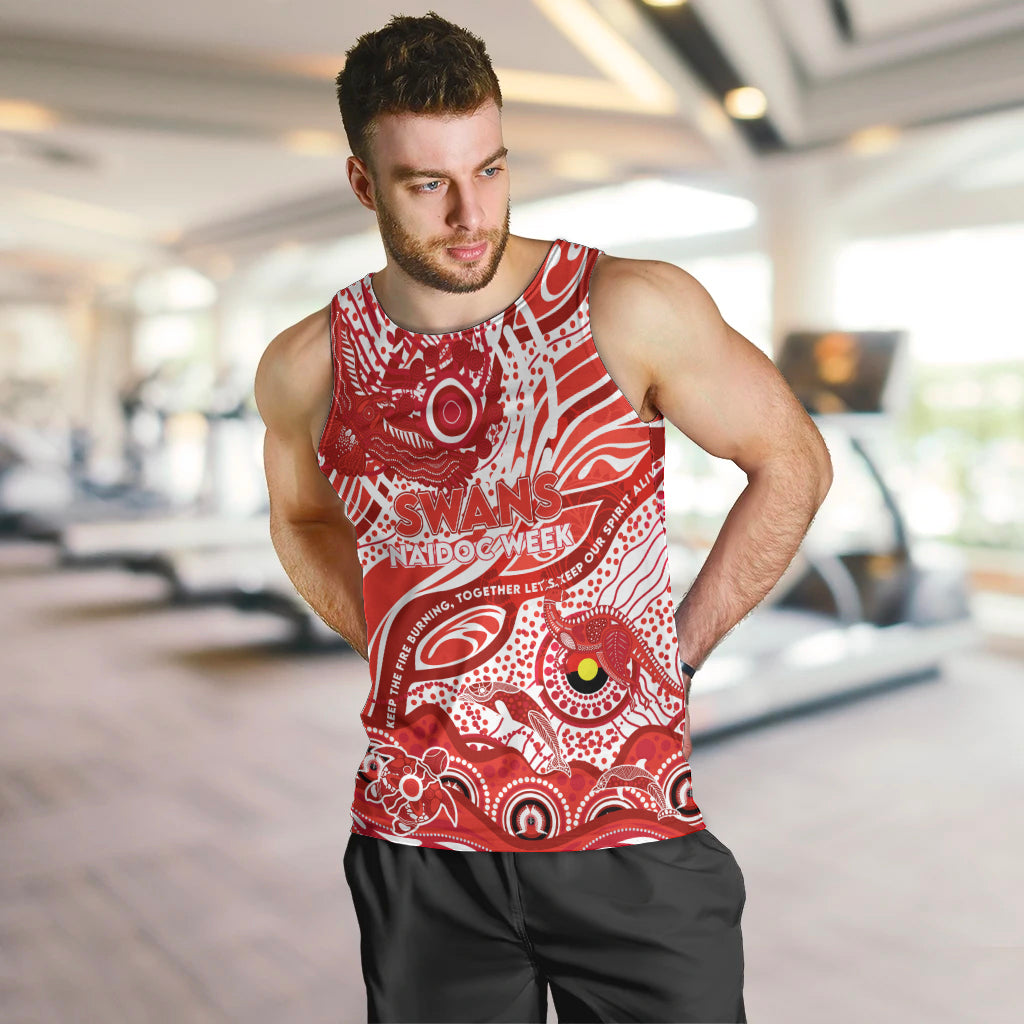 Custom NAIDOC Week 2024 Swans Men Tank Top Aboriginal Animals Keep The Fire Burning