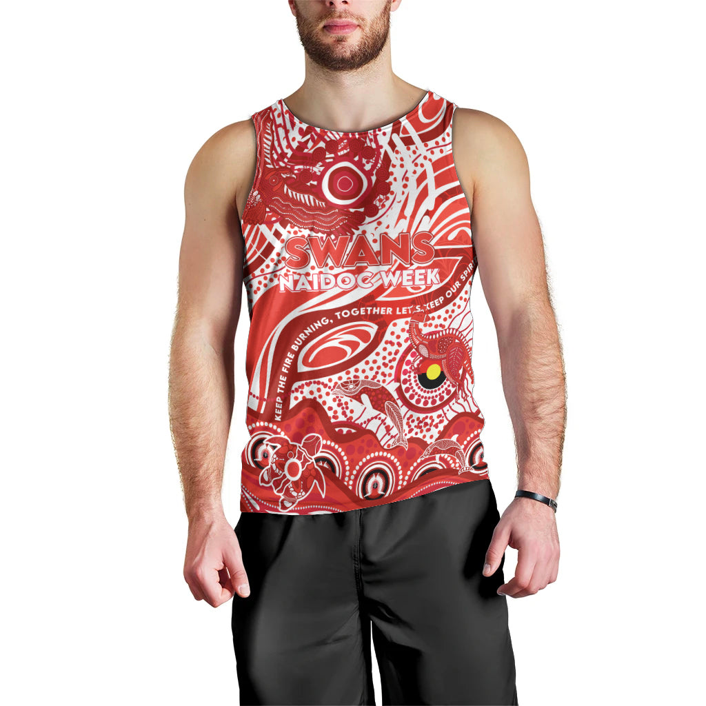 Custom NAIDOC Week 2024 Swans Men Tank Top Aboriginal Animals Keep The Fire Burning