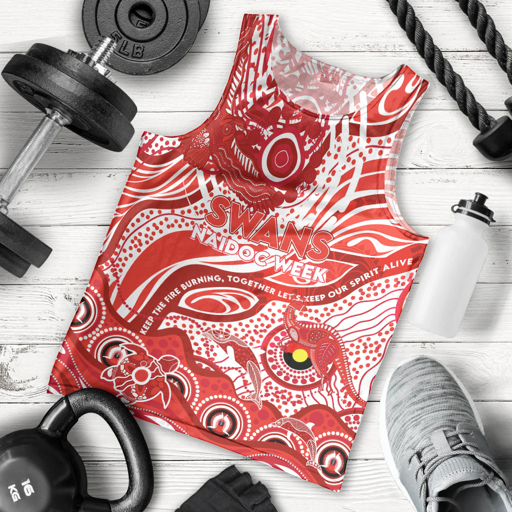 Custom NAIDOC Week 2024 Swans Men Tank Top Aboriginal Animals Keep The Fire Burning