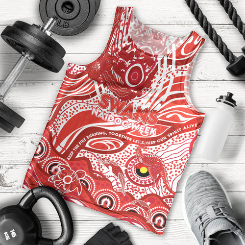 Custom NAIDOC Week 2024 Swans Men Tank Top Aboriginal Animals Keep The Fire Burning