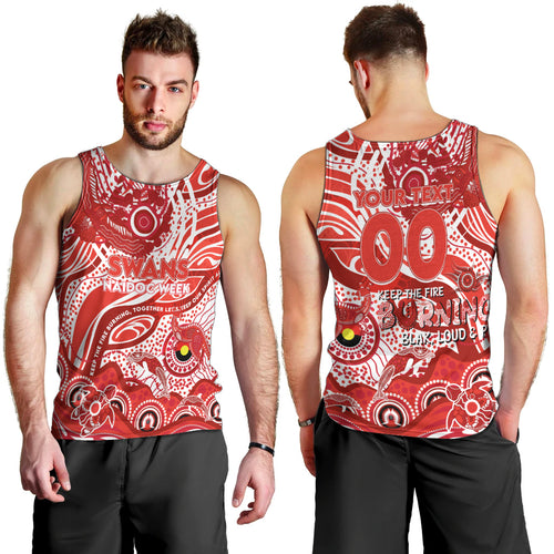 Custom NAIDOC Week 2024 Swans Men Tank Top Aboriginal Animals Keep The Fire Burning