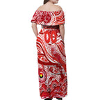 Custom NAIDOC Week 2024 Swans Off Shoulder Maxi Dress Aboriginal Animals Keep The Fire Burning