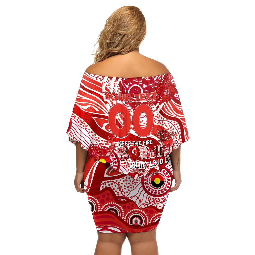 Custom NAIDOC Week 2024 Swans Off Shoulder Short Dress Aboriginal Animals Keep The Fire Burning