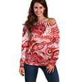 Custom NAIDOC Week 2024 Swans Off Shoulder Sweater Aboriginal Animals Keep The Fire Burning