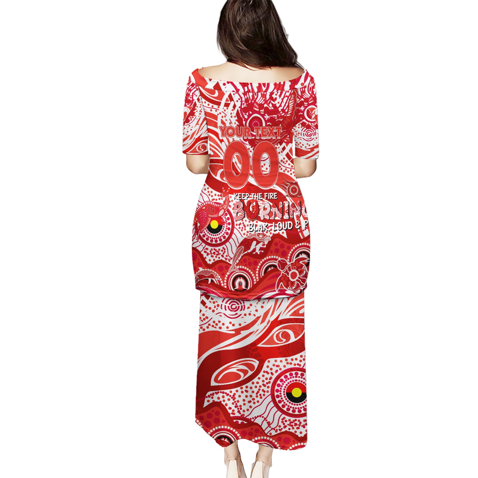 Custom NAIDOC Week 2024 Swans Puletasi Aboriginal Animals Keep The Fire Burning