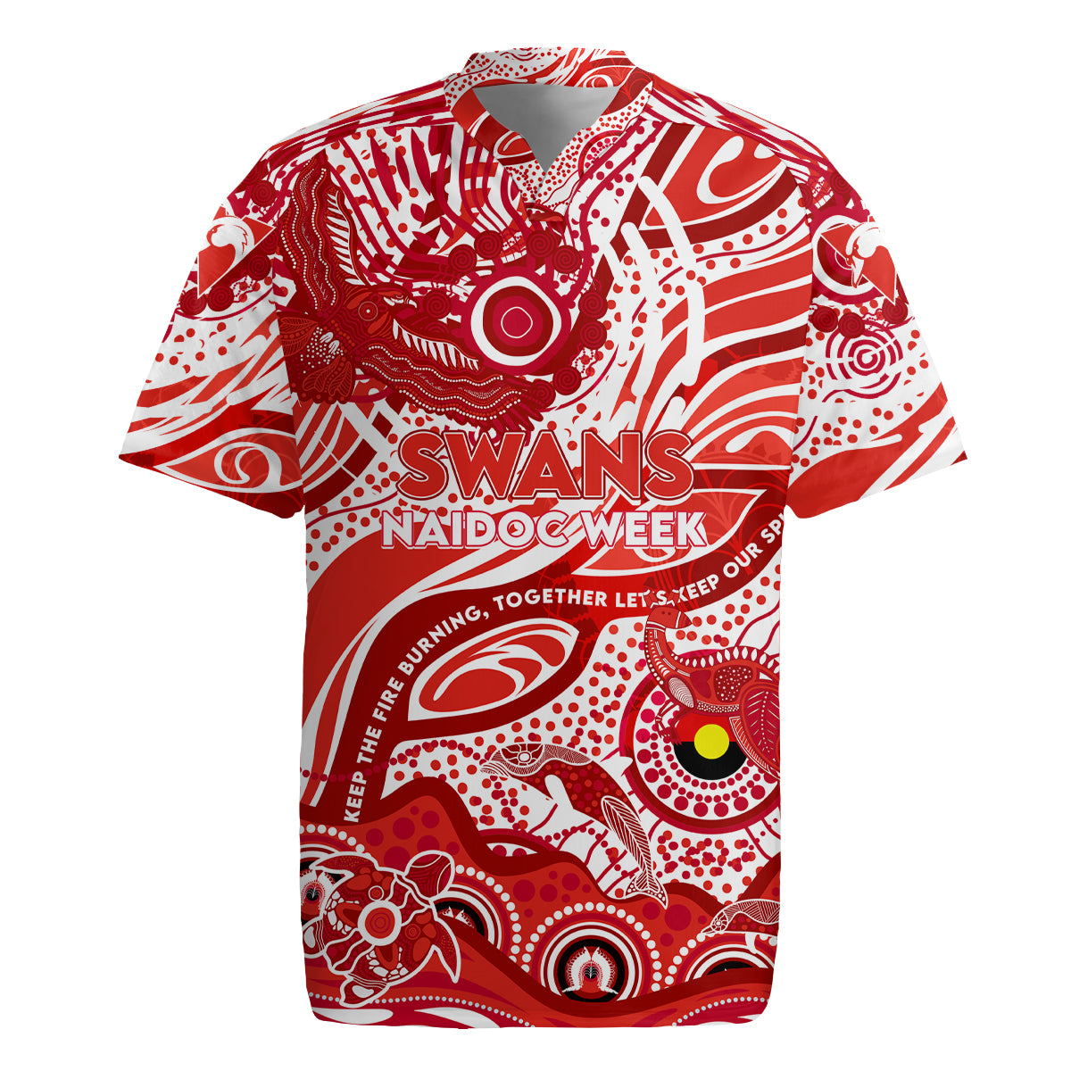 Custom NAIDOC Week 2024 Swans Rugby Jersey Aboriginal Animals Keep The Fire Burning