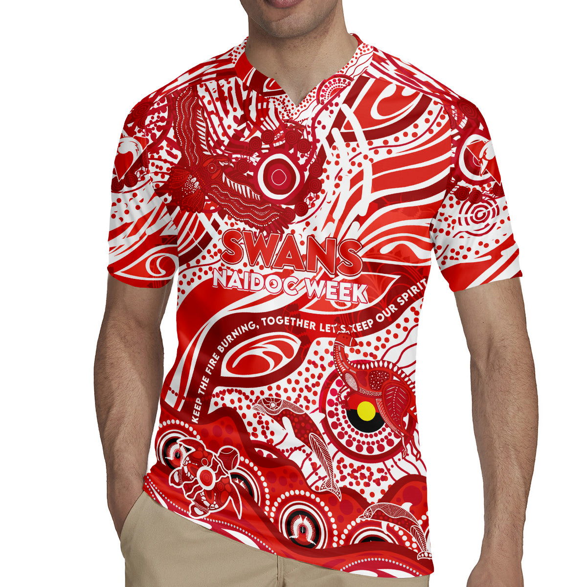 Custom NAIDOC Week 2024 Swans Rugby Jersey Aboriginal Animals Keep The Fire Burning